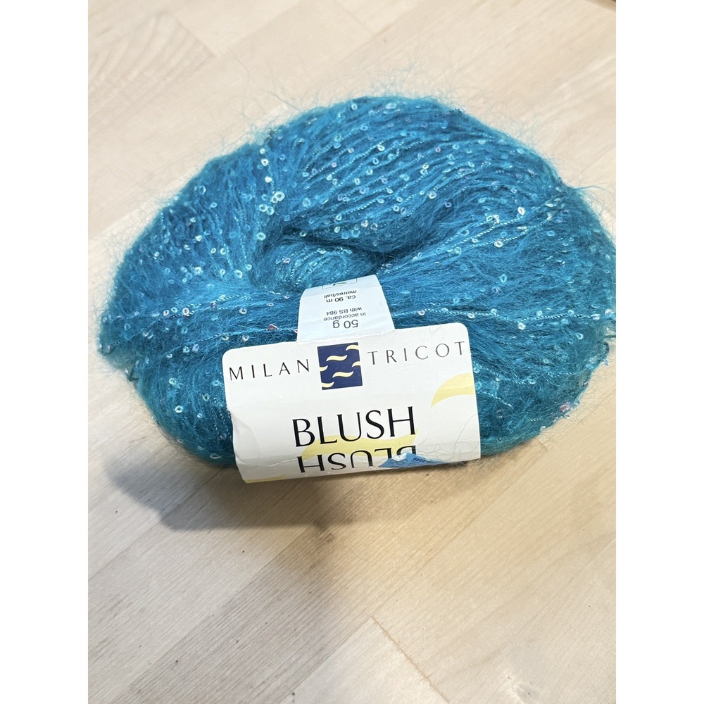 2 Milan Tricot Blush brand yarn in black with sequins #2 Lot 67 50g Mohair Blend